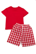 Load image into Gallery viewer, Back to school apple smocked plaid shorts set
