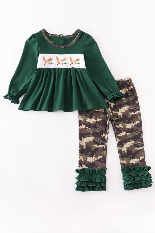 Camouflage duck embroidery girl set