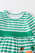 Load image into Gallery viewer, Green stripe duck applique girl dress
