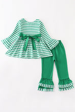 Load image into Gallery viewer, Green stripe duck applique girl dress
