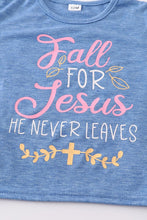 Load image into Gallery viewer, Blue fall for jesus girl top

