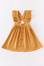 Load image into Gallery viewer, Mustard ruffle suspender girl dress
