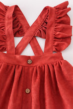 Load image into Gallery viewer, Rust ruffle suspender girl dress
