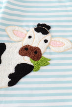 Load image into Gallery viewer, Cow french knot stripe boy set
