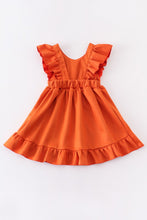 Load image into Gallery viewer, Orange suede ruffle girls dress
