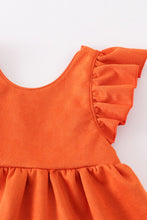 Load image into Gallery viewer, Orange suede ruffle girls dress
