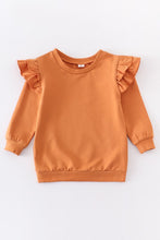 Load image into Gallery viewer, Orange ruffle pullover girl top
