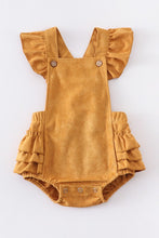 Load image into Gallery viewer, Mustard suede ruffle baby girl bubble
