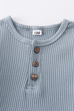 Load image into Gallery viewer, Blue buttons ribbed cotton top
