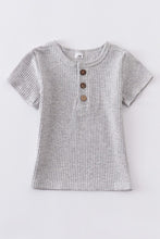 Load image into Gallery viewer, Grey buttons ribbed cotton top

