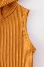 Load image into Gallery viewer, Mustard ribbed cotton sleeveless hoodie
