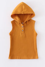 Load image into Gallery viewer, Mustard ribbed cotton sleeveless hoodie
