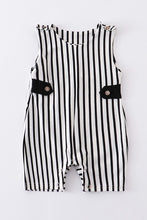 Load image into Gallery viewer, Black stripe buttons romper
