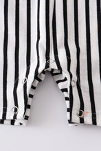 Load image into Gallery viewer, Black stripe buttons romper
