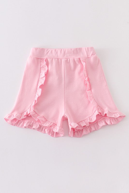 Pink ruffle girl shorts
