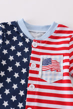 Load image into Gallery viewer, Flag patriotic embroidery stripe boy romper
