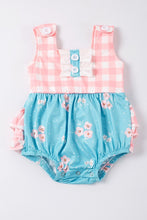 Load image into Gallery viewer, Pink plaid floral print baby romper
