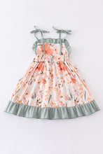 Load image into Gallery viewer, Coral floral print strap girl dress
