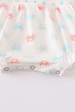 Load image into Gallery viewer, Crab print smocked strap girl bubble
