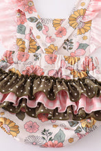 Load image into Gallery viewer, Coral floral print ruffle girl bubble
