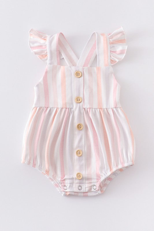 Stripe Ruffle Buttons Baby Romper