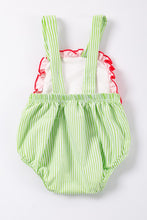 Load image into Gallery viewer, Green watermelon applique ruffle baby romper
