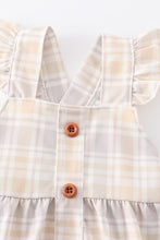 Load image into Gallery viewer, Plaid flutter trim buttons girl bubble
