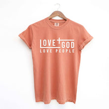 Load image into Gallery viewer, Love God Love People Cross Garment Dyed Tee
