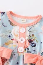 Load image into Gallery viewer, Blue floral print ruffle baby girl bubble

