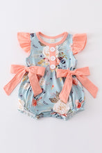 Load image into Gallery viewer, Blue floral print ruffle baby girl bubble
