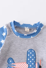 Load image into Gallery viewer, Blue dot plane patriotic embroidery boy romper
