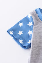 Load image into Gallery viewer, Blue dot plane patriotic embroidery boy romper
