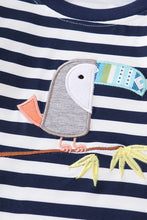 Load image into Gallery viewer, Black stripe parrot embroidery boy top
