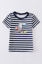 Load image into Gallery viewer, Black stripe parrot embroidery boy top
