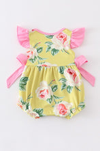 Load image into Gallery viewer, Mustard floral print ruffle girl romper
