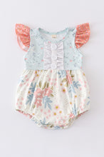Load image into Gallery viewer, Floral print ruffle buttons girl baby bubble
