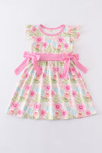 Load image into Gallery viewer, Pink floral print ruffle girl dress
