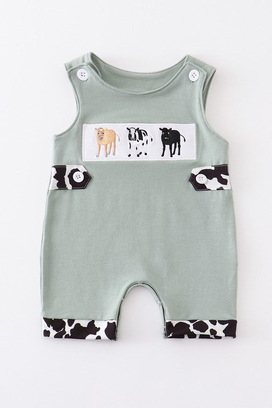 Green cows embroidery baby boy jonjon