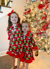 Load image into Gallery viewer, Girls Grinch Ruffle Christmas Gown
