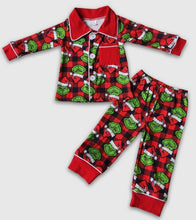 Load image into Gallery viewer, Boys Grinch Christmas Collard Pajama Set
