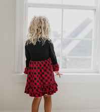 Load image into Gallery viewer, Girls Red &amp; Black Plaid Buffalo Christmas Dress
