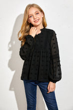 Load image into Gallery viewer, Girls Swiss Dot Spliced Lace Notched Blouse
