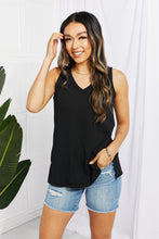 Load image into Gallery viewer, Blumin Apparel Chance of Sun Full Size Ribbed V-Neck Tank in Black

