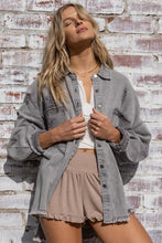 Load image into Gallery viewer, Fringe Distressed Oversized Button Shirt
