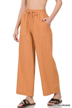 Load image into Gallery viewer, LINEN DRAWSTRING WAIST PANTS WITH POCKETS
