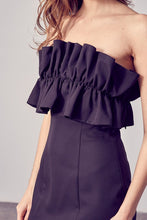 Load image into Gallery viewer, OPEN SHOULDER RUFFLE DETAIL DRESS
