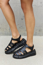 Load image into Gallery viewer, Qupid Platform Cage Stap Sandal in Black
