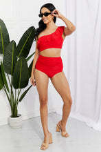 Load image into Gallery viewer, Marina West Swim Seaside Romance Ruffle One-Shoulder Bikini in Red
