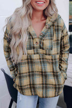 Load image into Gallery viewer, Plaid Long Sleeve Buttoned Hoodie
