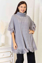 Load image into Gallery viewer, Justin Taylor Turtle Neck Fringe Poncho
